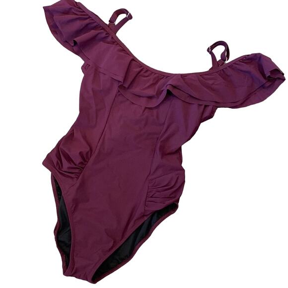 PROFILE BY GOTTEX Fruitti Gala Off Shoulder Ruffle Bathing Suit 8 - Picture 2 of 10